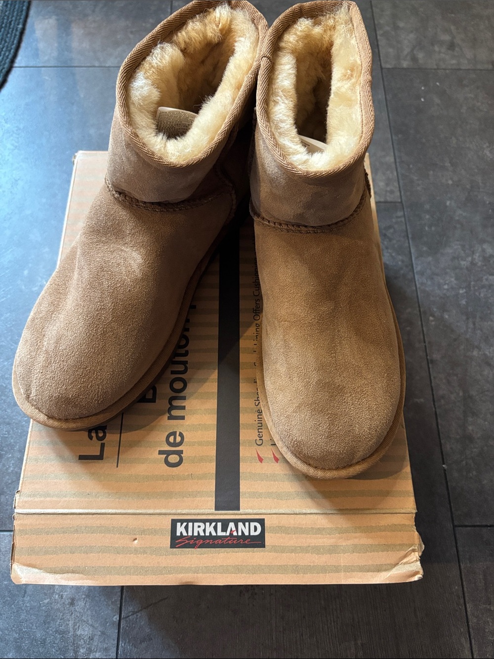 Kirkland Signature Kids Chestnut Tan Faux-Shearling Boots
